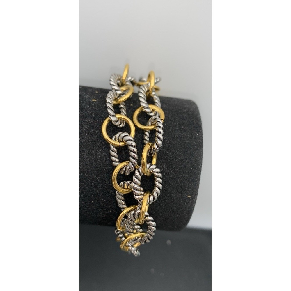 Premier Designs "First Class" Gold & Silver Tone Double Bracelet With A Charm